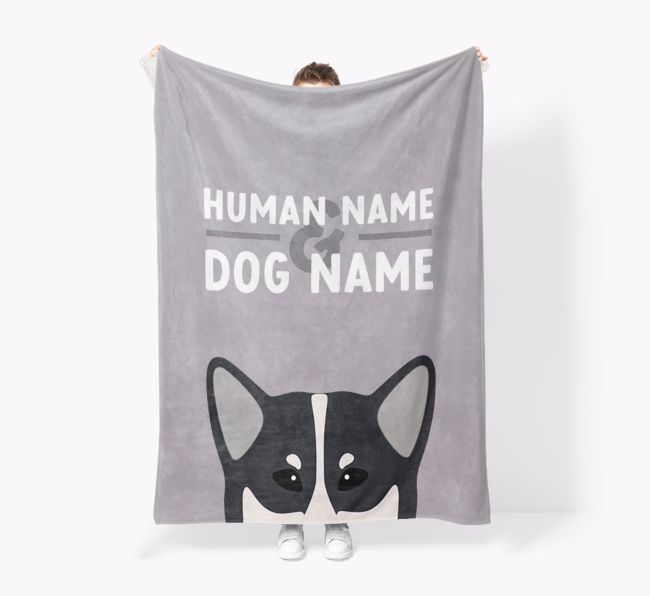 Human & Dog Name: Personalised {breedFullName} Premium Sherpa Fleece Blanket